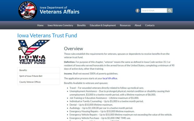 Trust Fund for Iowa Veterans Runs Out of Money