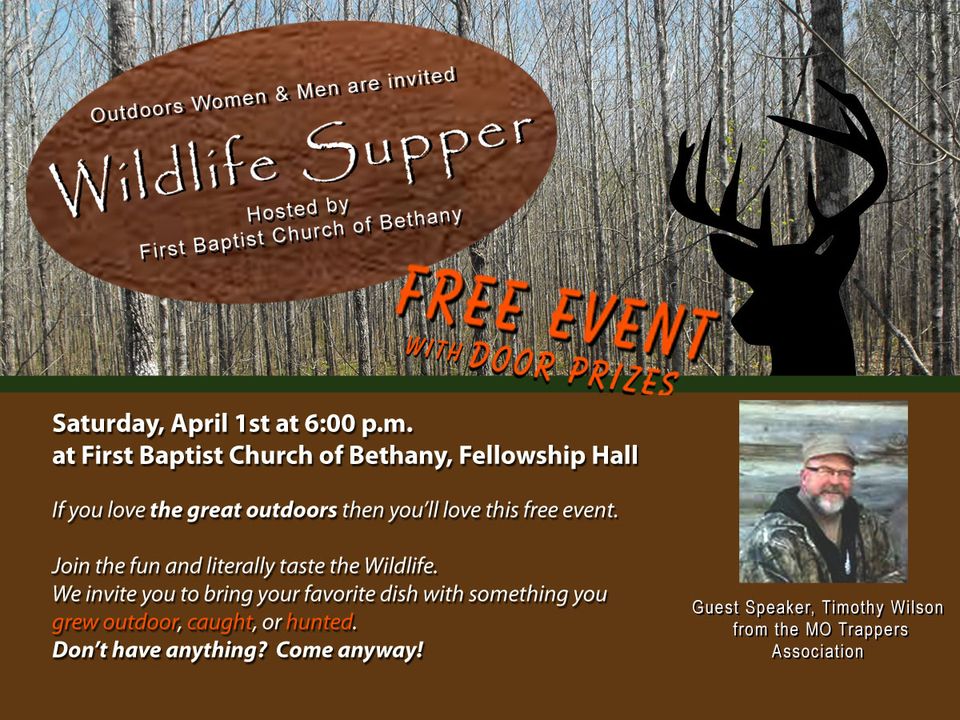 <h1 class="tribe-events-single-event-title">FBC Bethany Wild Game Supper</h1>
